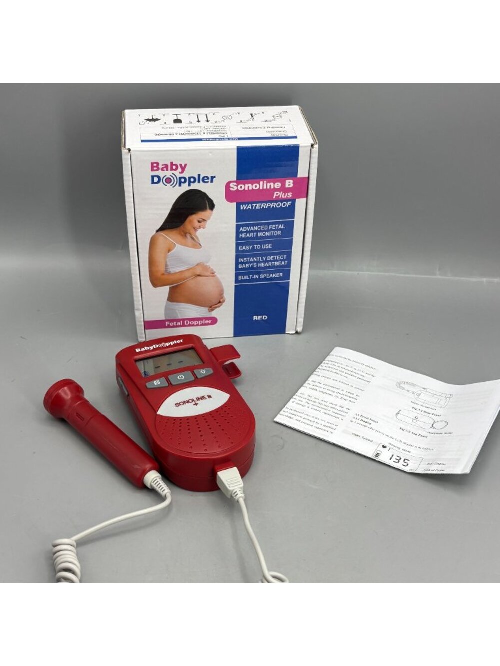 Baby Doppler Sonoline B Plus Waterproof Fetal Heart Monitor With Speaker - Red